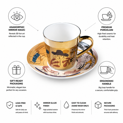 Cup & Saucer Set Anamorphic Mirror Glaze Porcelain 250ml