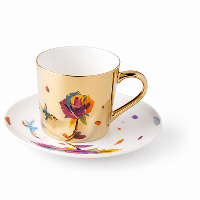 Cup & Saucer Set Anamorphic Mirror Glaze Porcelain 250ml