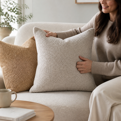 Cushion Cover Bouclé Texture Soft Polyester