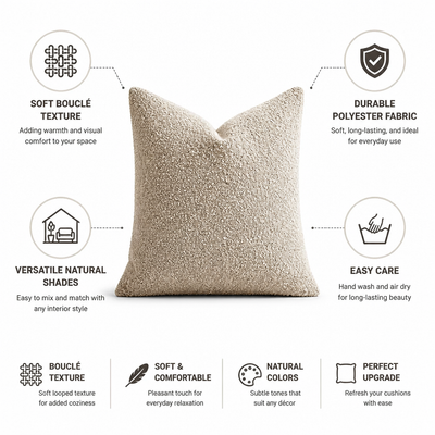 Cushion Cover Bouclé Texture Soft Polyester