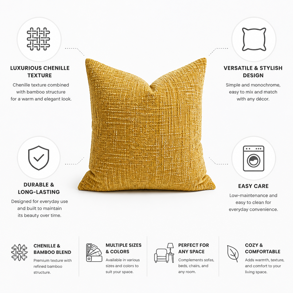Cushion Cover Chenille Texture Bamboo Structure