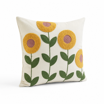 Cushion Cover Plant Pattern Microfibre & Cotton 45x45cm
