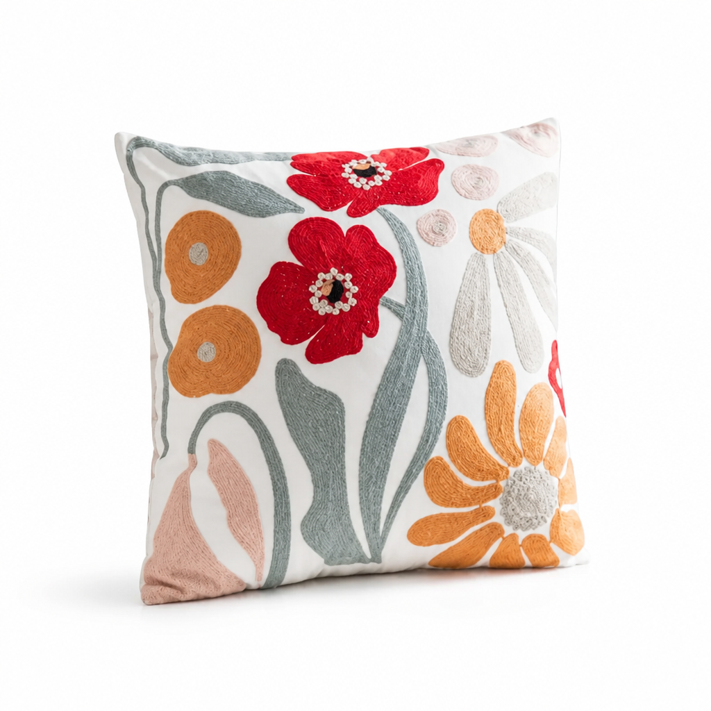 Cushion Cover Plant Pattern Microfibre & Cotton 45x45cm