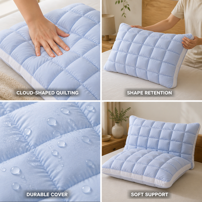 Decorative Pillow Cloud-Quilted Polyester Cover & Cotton-Blend Fill