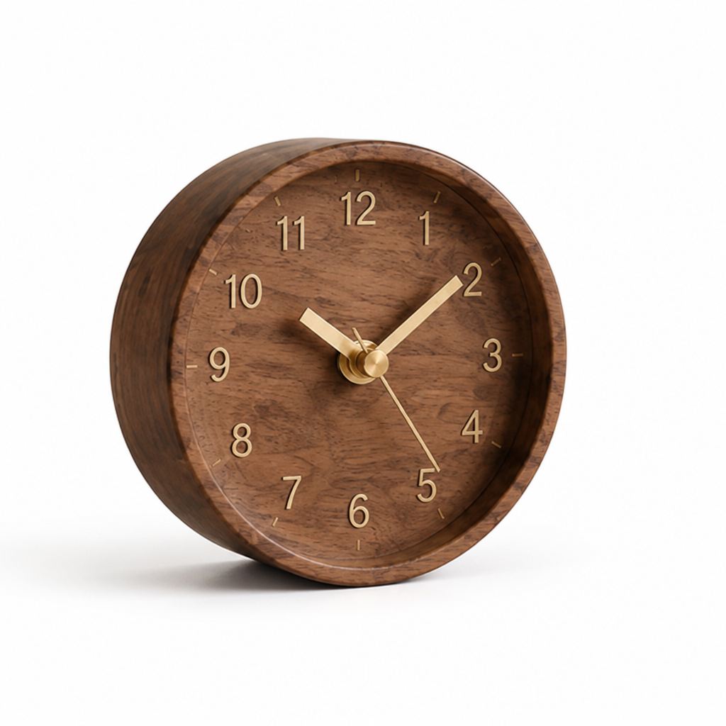 Desk Clock Silent Movement Japanese Black Walnut