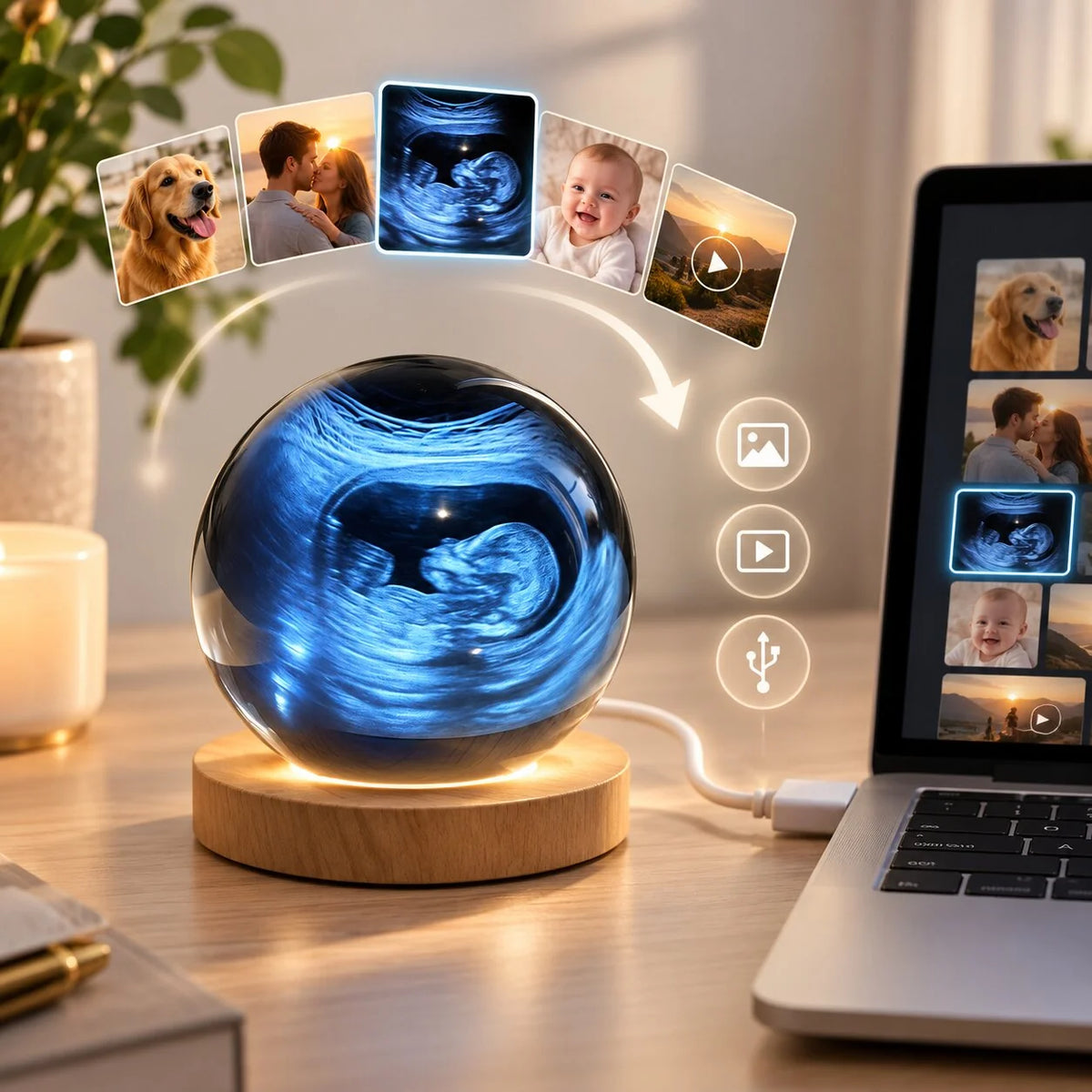 Digital Photo & Video Frame 2.75-Inch HD USB-C