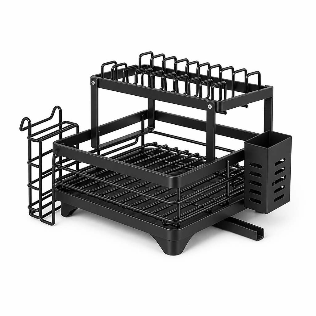 Dish Drying Rack Foldable Rust-Resistant Steel Non-Slip Feet