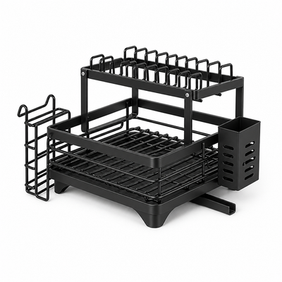 Dish Drying Rack Foldable Rust-Resistant Steel Non-Slip Feet