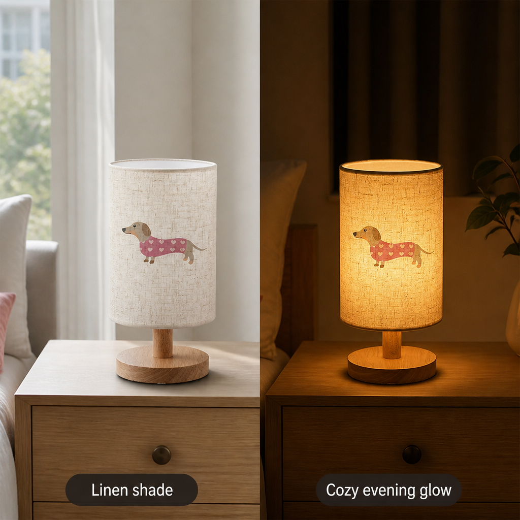 Dog With Heart Print Table Lamp