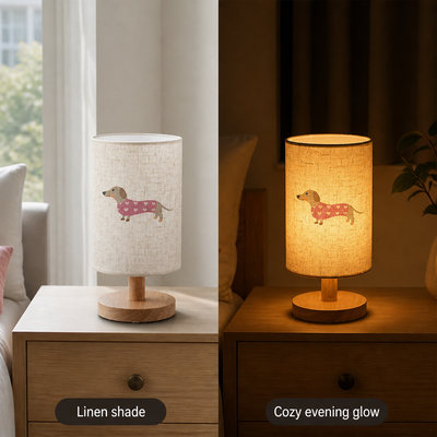 Dog With Heart Print Table Lamp