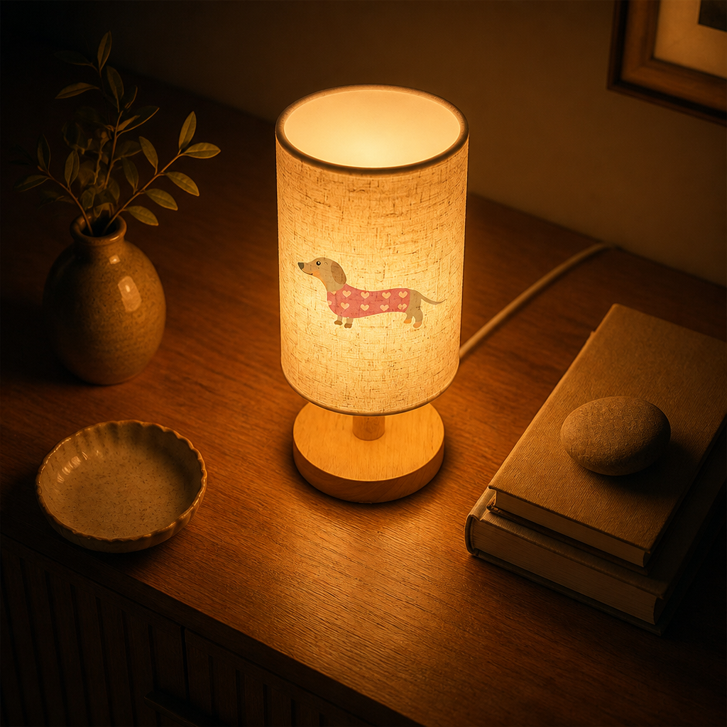 Dog With Heart Print Table Lamp