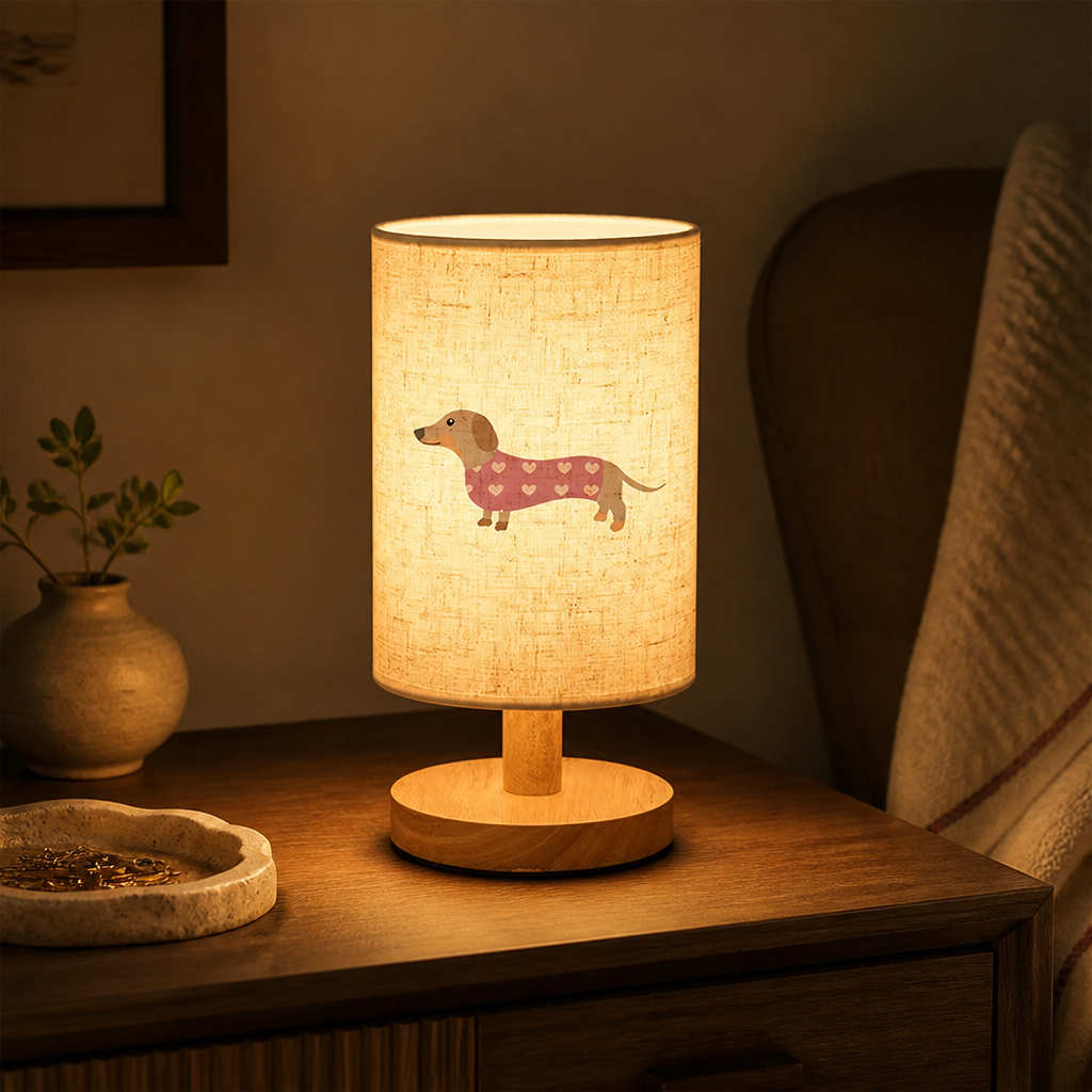 Dog With Heart Print Table Lamp