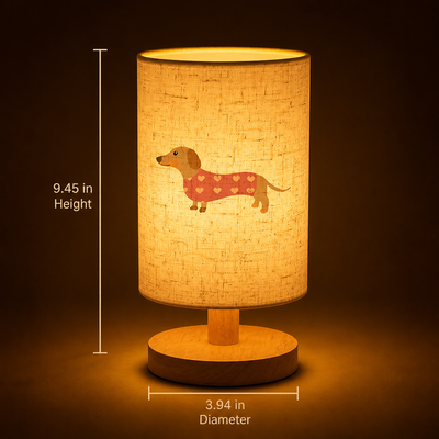 Dog With Heart Print Table Lamp