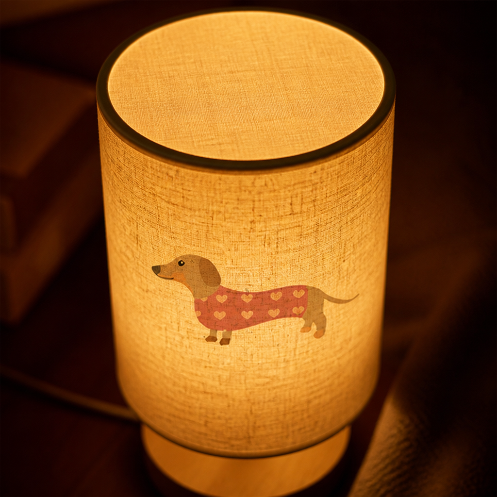 Dog With Heart Print Table Lamp