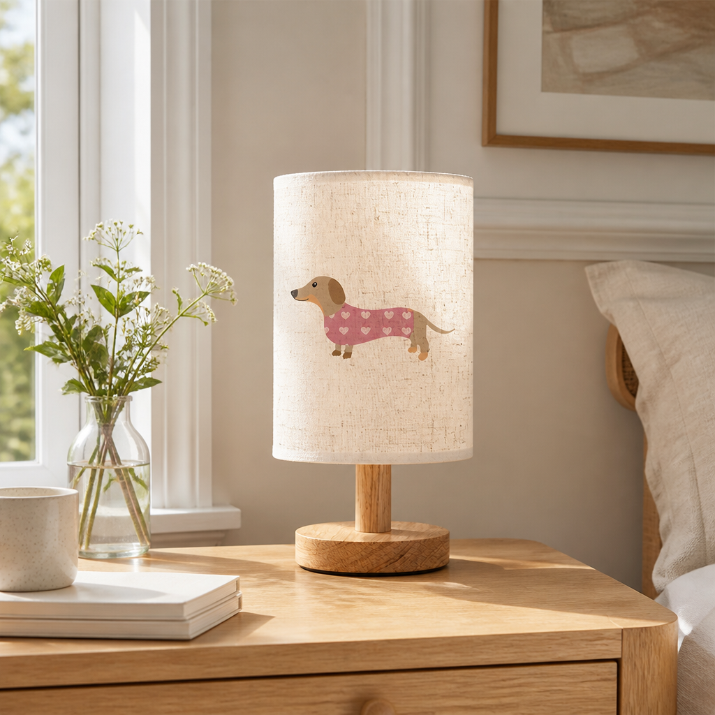 Dog With Heart Print Table Lamp