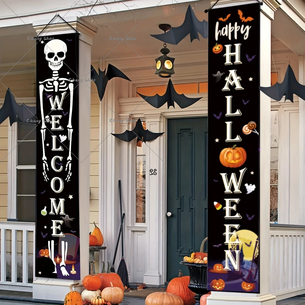 Door Curtain Pre-Assembled Felt Pumpkin & Ghost