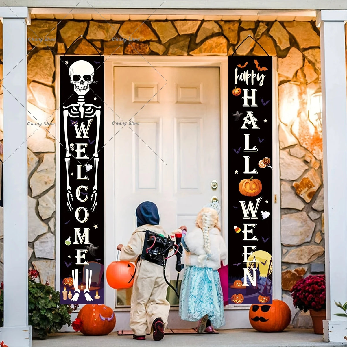 Door Curtain Pre-Assembled Felt Pumpkin & Ghost