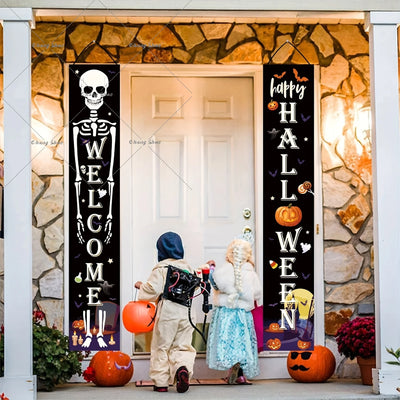 Door Curtain Pre-Assembled Felt Pumpkin & Ghost