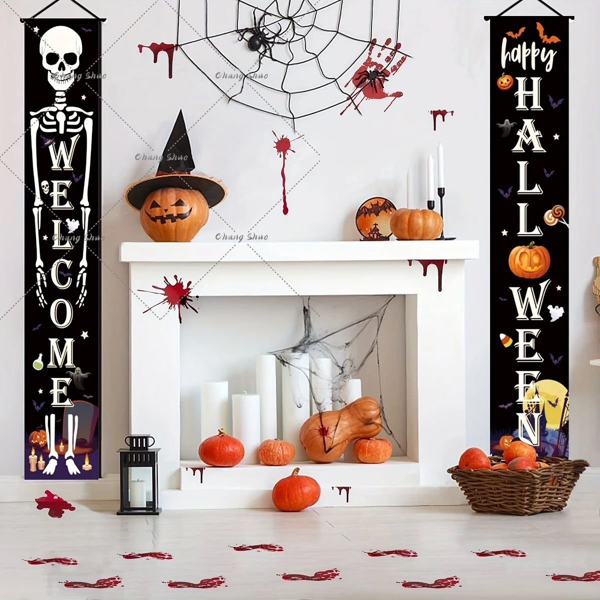 Door Curtain Pre-Assembled Felt Pumpkin & Ghost