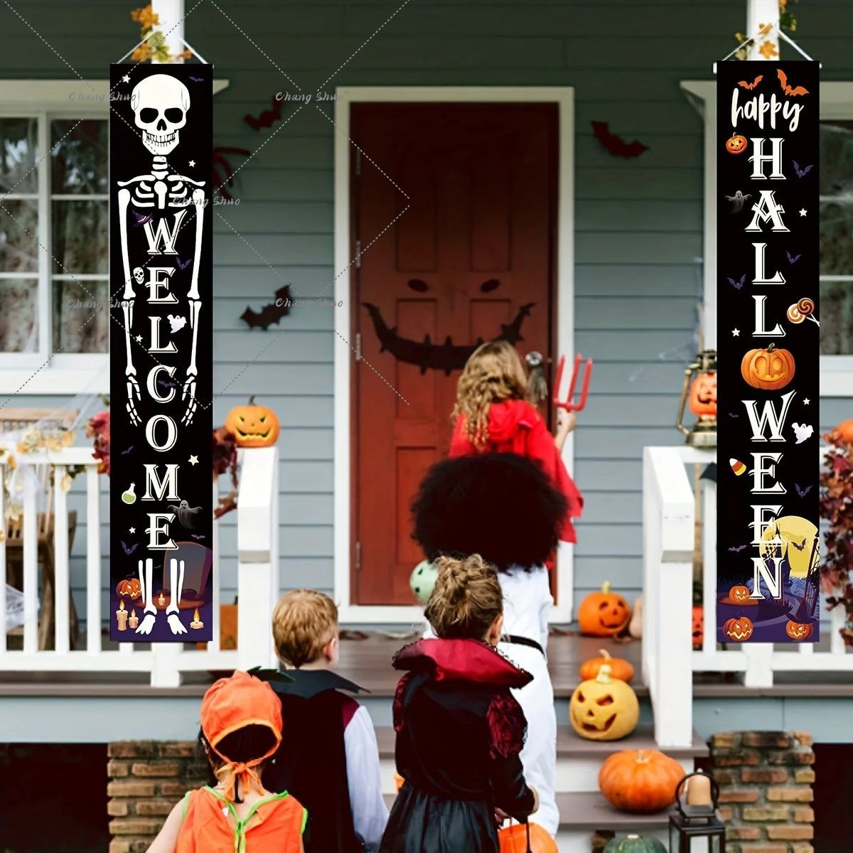 Door Curtain Pre-Assembled Felt Pumpkin & Ghost