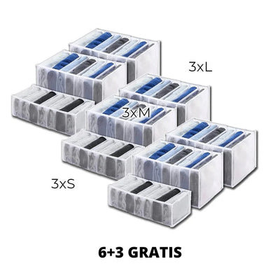 Drawer Organizer Seven Compartments Foldable Washable Mesh