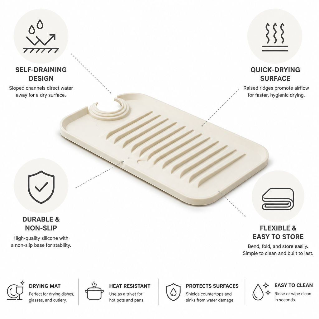 Drip Mat Self-Draining Quick-Dry Non-Slip
