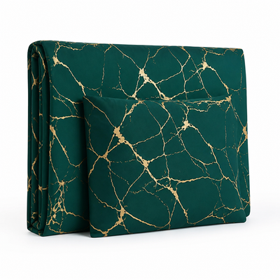 Duvet Cover Marble Pattern Silky Polyester Includes Pillowcases