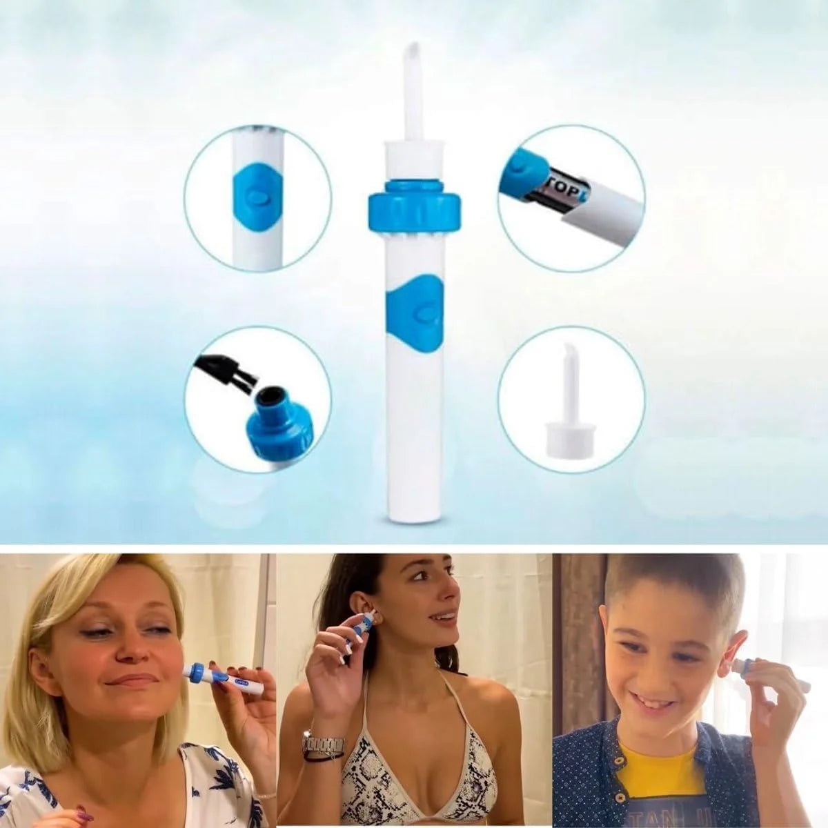 Earwax Remover Vibration & Suction Washable Silicone Heads