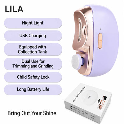Electric Nail Clipper Cut, File & Polish USB Rechargeable