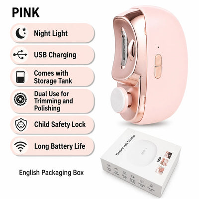 Electric Nail Clipper Cut, File & Polish USB Rechargeable