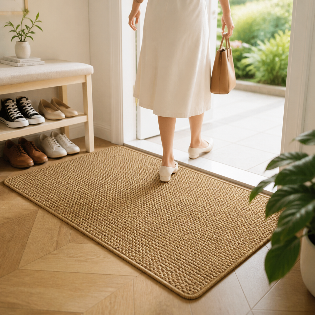 Entrance Rug Faux Jute Non-Slip Backing