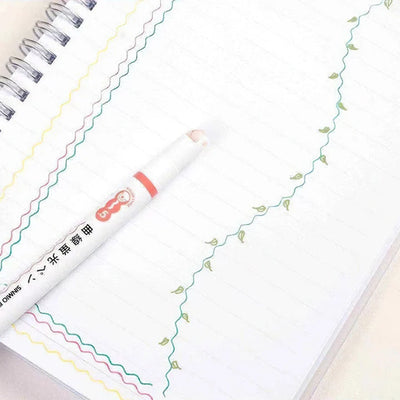 Fiber-Tip Pen Set Patterned Tips Six Colors