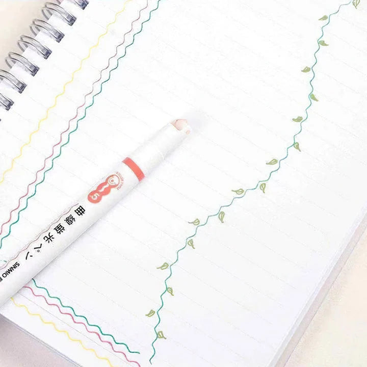 Fiber-Tip Pen Set Patterned Tips Six Colors