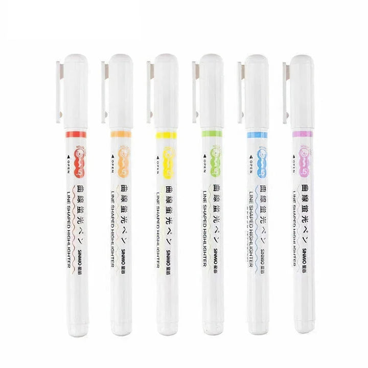 Fiber-Tip Pen Set Patterned Tips Six Colors