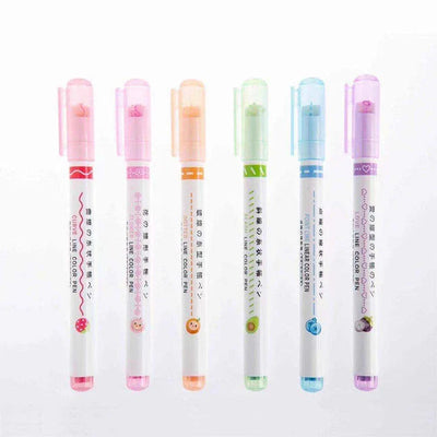Fiber-Tip Pen Set Patterned Tips Six Colors