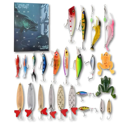 Fishing Advent Calendar 24 Lures Numbered Compartments Metal Case
