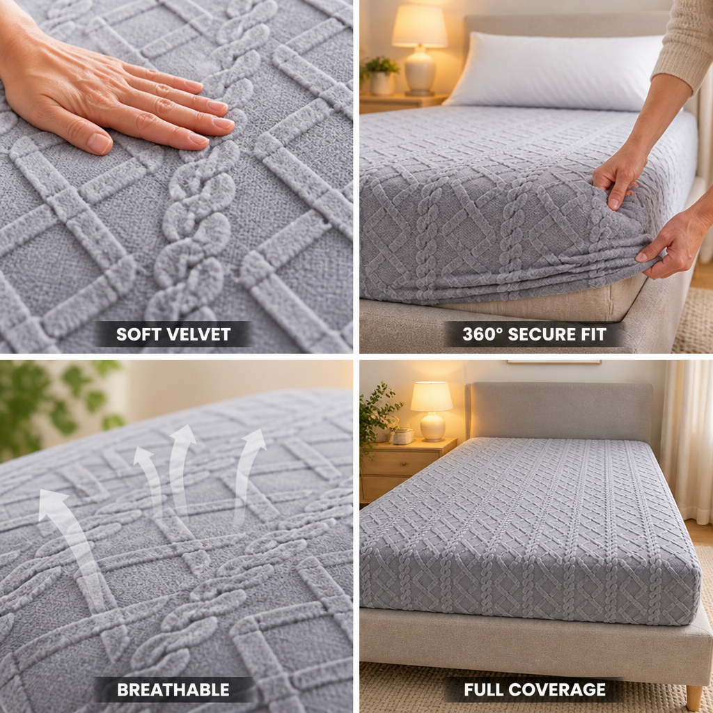 Fitted Sheet Velvet 3D Texture 360° Fit