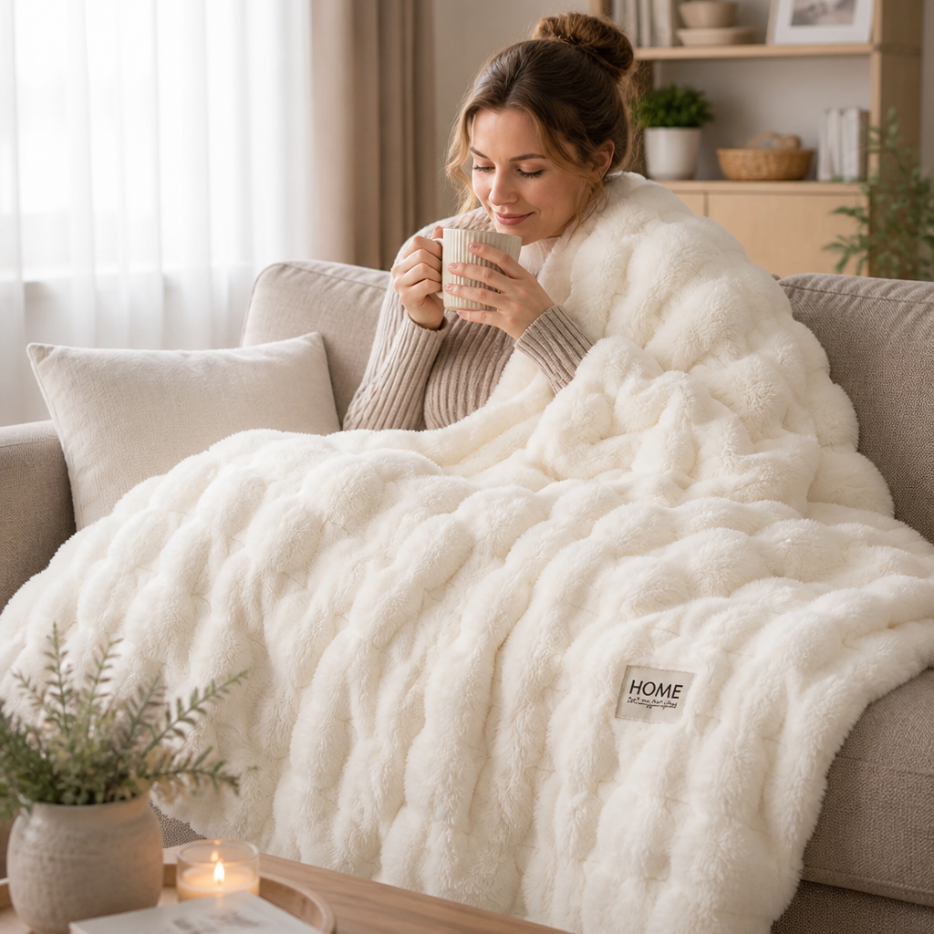Fleece Blanket Ultra-Soft Rabbit & Milk Velvet Machine Washable