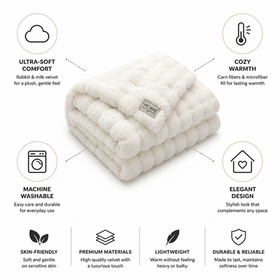 Fleece Blanket Ultra-Soft Rabbit & Milk Velvet Machine Washable