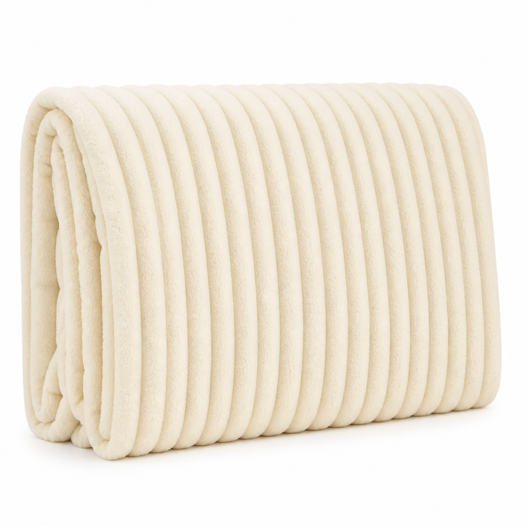 Fleece Throw Blanket Ribbed Texture & Machine Washable