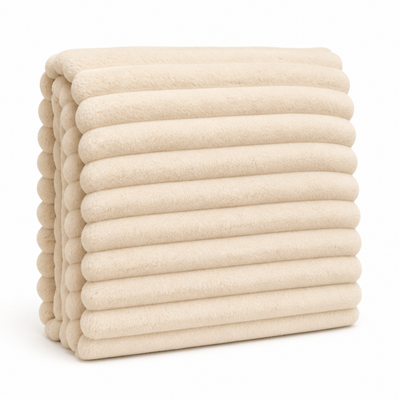 Fleece Throw Blanket Ribbed Texture & Machine Washable
