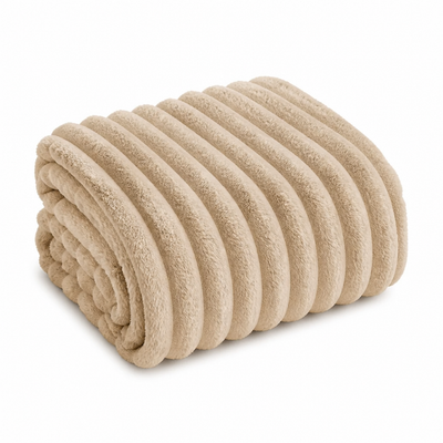 Fleece Throw Blanket Ribbed Texture & Machine Washable