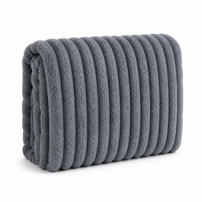 Fleece Throw Blanket Ribbed Texture & Machine Washable