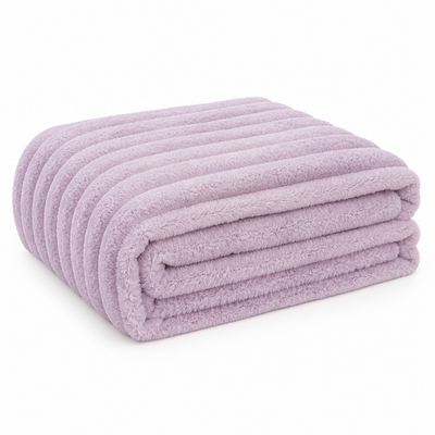 Fleece Throw Blanket Ribbed Texture & Machine Washable