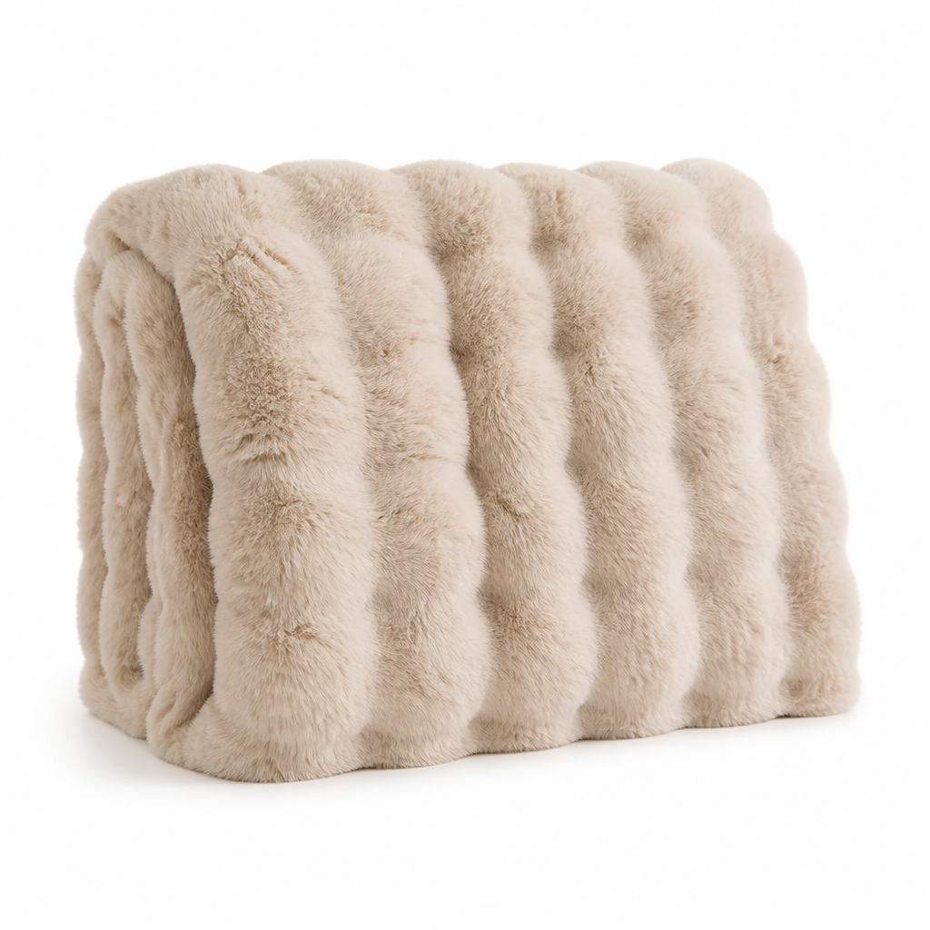 Fleece Throw Blanket Velvet-Soft Bubble Texture Pilling-Resistant