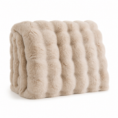 Fleece Throw Blanket Velvet-Soft Bubble Texture Pilling-Resistant