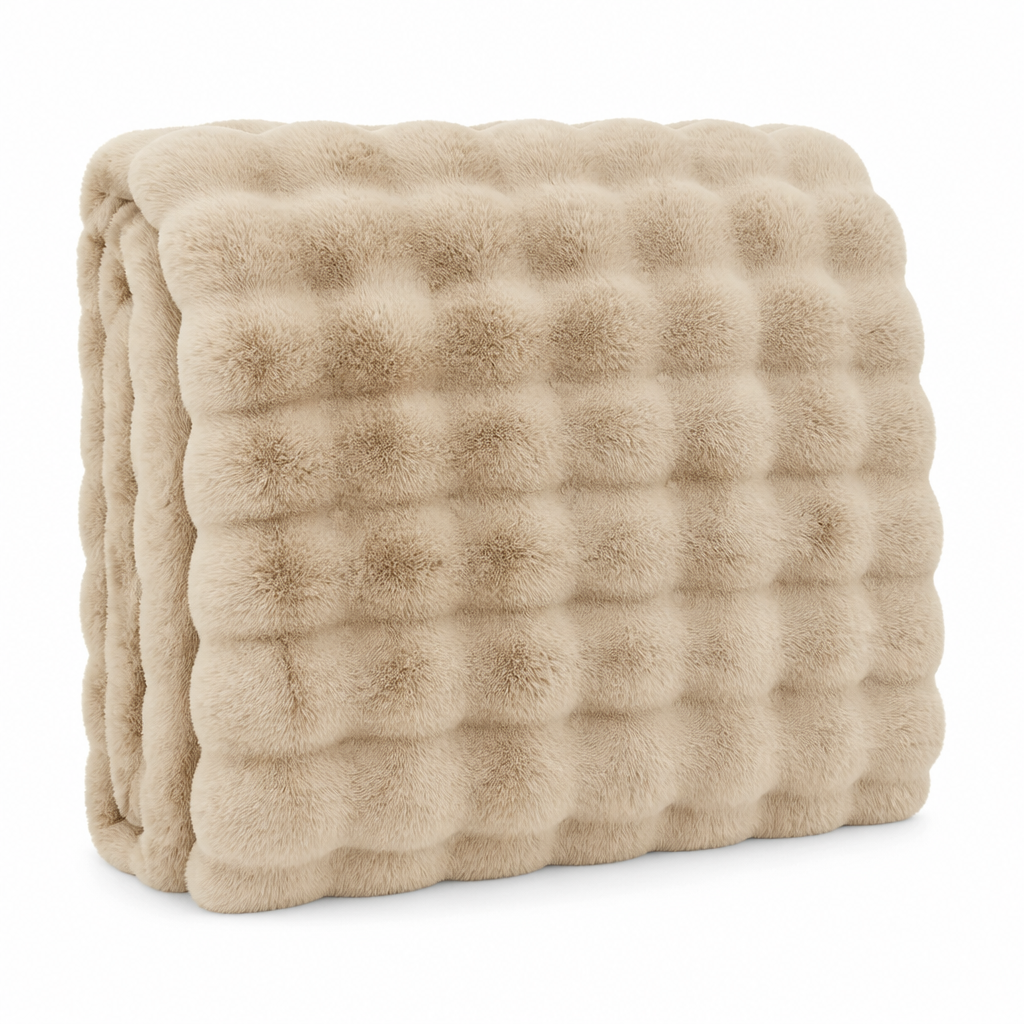 Fleece Throw Blanket Velvet-Soft Bubble Texture Pilling-Resistant