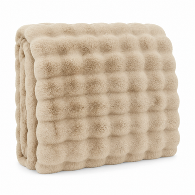 Fleece Throw Blanket Velvet-Soft Bubble Texture Pilling-Resistant