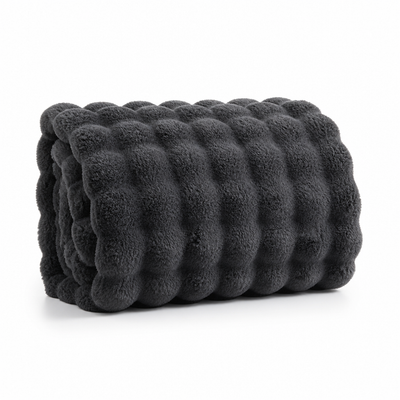 Fleece Throw Blanket Velvet-Soft Bubble Texture Pilling-Resistant