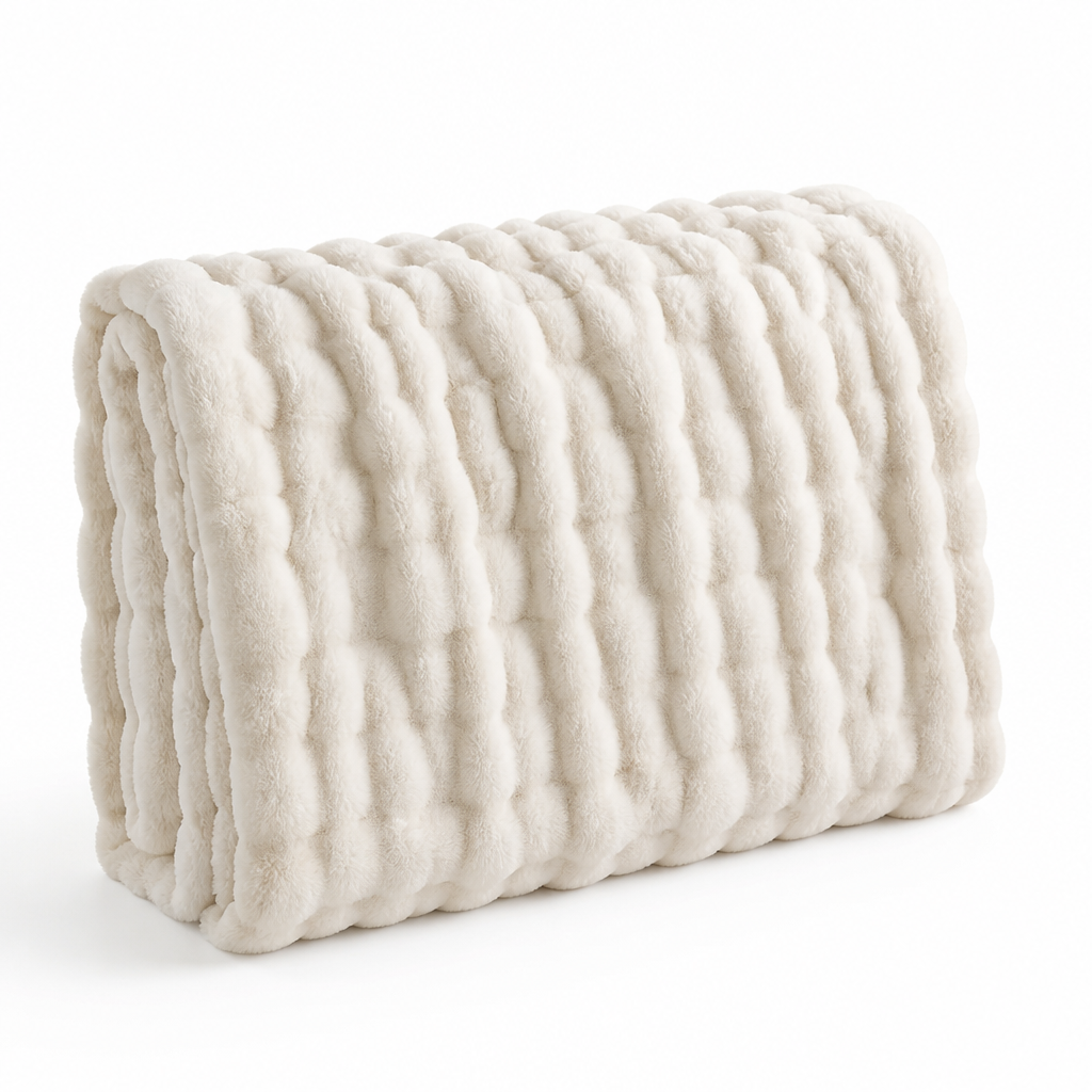 Fleece Throw Blanket Velvet-Soft Bubble Texture Pilling-Resistant